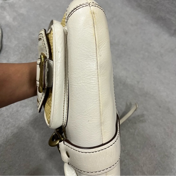 COACH Legacy M05k-105 Natural Straw Leather purse Shoulder bag Brass Read - Picture 5 of 12